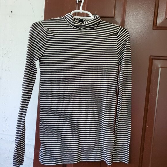 J.Crew black & white striped cotton turtleneck sz XXS NWT - Picture 1 of 5